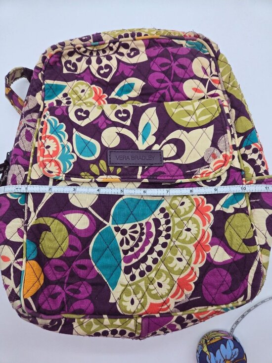 Vera Bradley Plum Crazy Backpack & Tablet Sleeve Set Purple Paisley Travel Lot main image 13